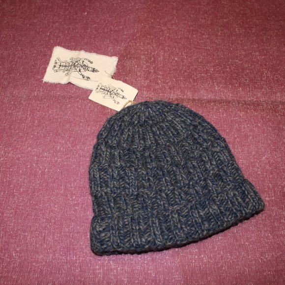 💥 Merino Marbled Blue Beanie w Fold - Unisex - Picture 2 of 3